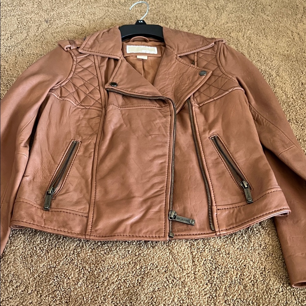 MICHAEL Michael Kors Tan Leather Jacket